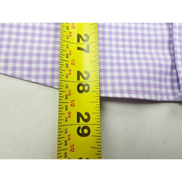 Brooks Brothers Milano Fit Non Iron Stretch 14.5-32 Mens Lavender White Check - Picture 6 of 8